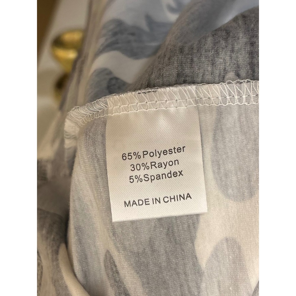Womens Camouflage T Shirt Dress Midi Casual Short Sleeve Gray White Black Size L - Picture 4 of 4
